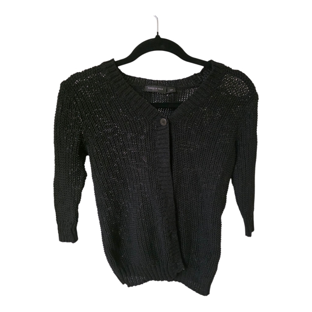 Kenneth Cole Select Black 3/4 Sleeve  Cardigan